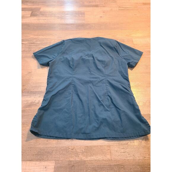 Butter-soft stretch small women's, blue scrub top - Picture 2 of 7